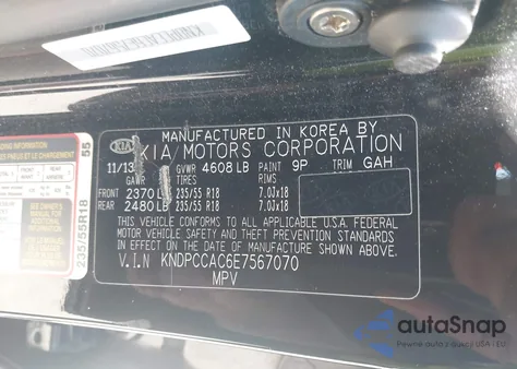 2014 Kia Sportage Ex z USA, uszkodzony, nr VIN KNDPCCAC6E7567070